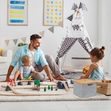 thumbnail of Relaxdays Aufbewahrungskorb Stoff, Aufbewahrungsbox mit Deckel, Regalkorb grau, Stoffbox, HxBxT: 25 x 33 x 33 cm, grey