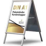thumbnail of Plakatständer Keitum DIN A1 silber | Ecken auf Gehrung | beidseitig für 2 Plakate | Rückwand aus verzinktem Stahlblech | entspiegelte Schutzscheibe