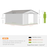 thumbnail of Outsunny cobertizo de jardín 340x386x200 cm 12,4 m²  caseta de metal para almacenamiento de herramientas con puertas correderas y ventilaciones