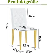 thumbnail of Esszimmerstühle 4er-Set aus PU-Kunstleder Weiß/Gold, Metallbeine, 42x43x89 cm