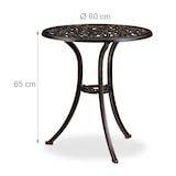 thumbnail of Relaxdays Balkonmöbel Set, 3-teilig, Balkontisch mit 2 Stühlen, verziert, Aluminium, Bistrotisch HxD: 65x60 cm, bronze