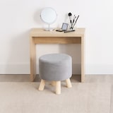 thumbnail of Relaxdays Hocker Cord, Holzbeine, gepolstert, H x D: 30 x 30 cm, rund, Sitzhocker, Fußhocker, Wohnzimmer, hellgrau/natur
