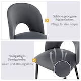 thumbnail of Merax Essgruppe, (Set,117×68cm Esstisch mit 4 Stühlen), Verstellbare Stuhlbeine, Grau Samt,Schwarz Tischbeine