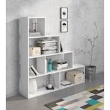 thumbnail of Libreria Design Zig Zag Scaffale Mensola Moderna 6 Vani A Giorni Ripiani Mobile Libri per Soggiorno Salotto Camera Studio 143x144.9x27.9 Cm Bianco