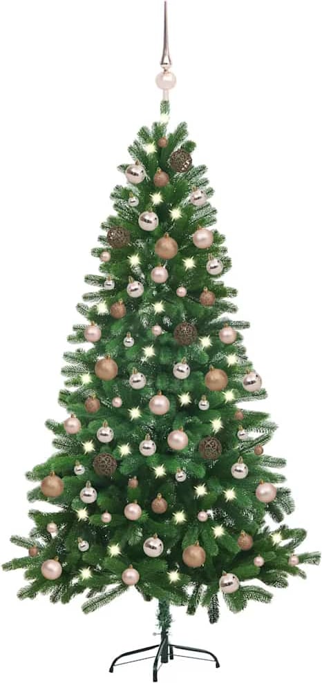 vidaXL Künstlicher Weihnachtsbaum mit Beleuchtung & Kugeln 150 cm Grün