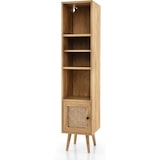 thumbnail of COSTWAY hoher Rattan Badezimmer Schrank mit 4 Regalen, Holzbeinen und Rattan Tür, schmale Kommode, Bücherregal
