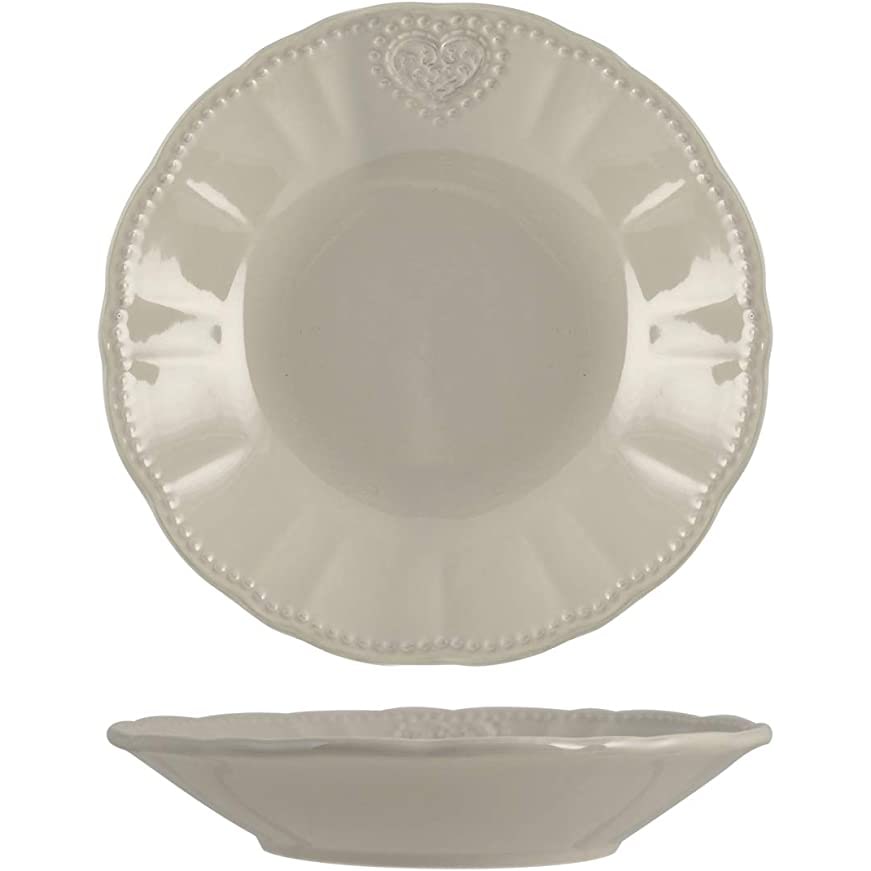 H&H Set 6 Piatti Fondi Celine Stoneware, Grigio, Cm 21,5