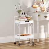 thumbnail of HOMCOM carrito auxiliar con ruedas de 2 niveles carro de cocina estrecho con 1 cajón y 1 cesta carrito organizador para dormitorio salón blanco