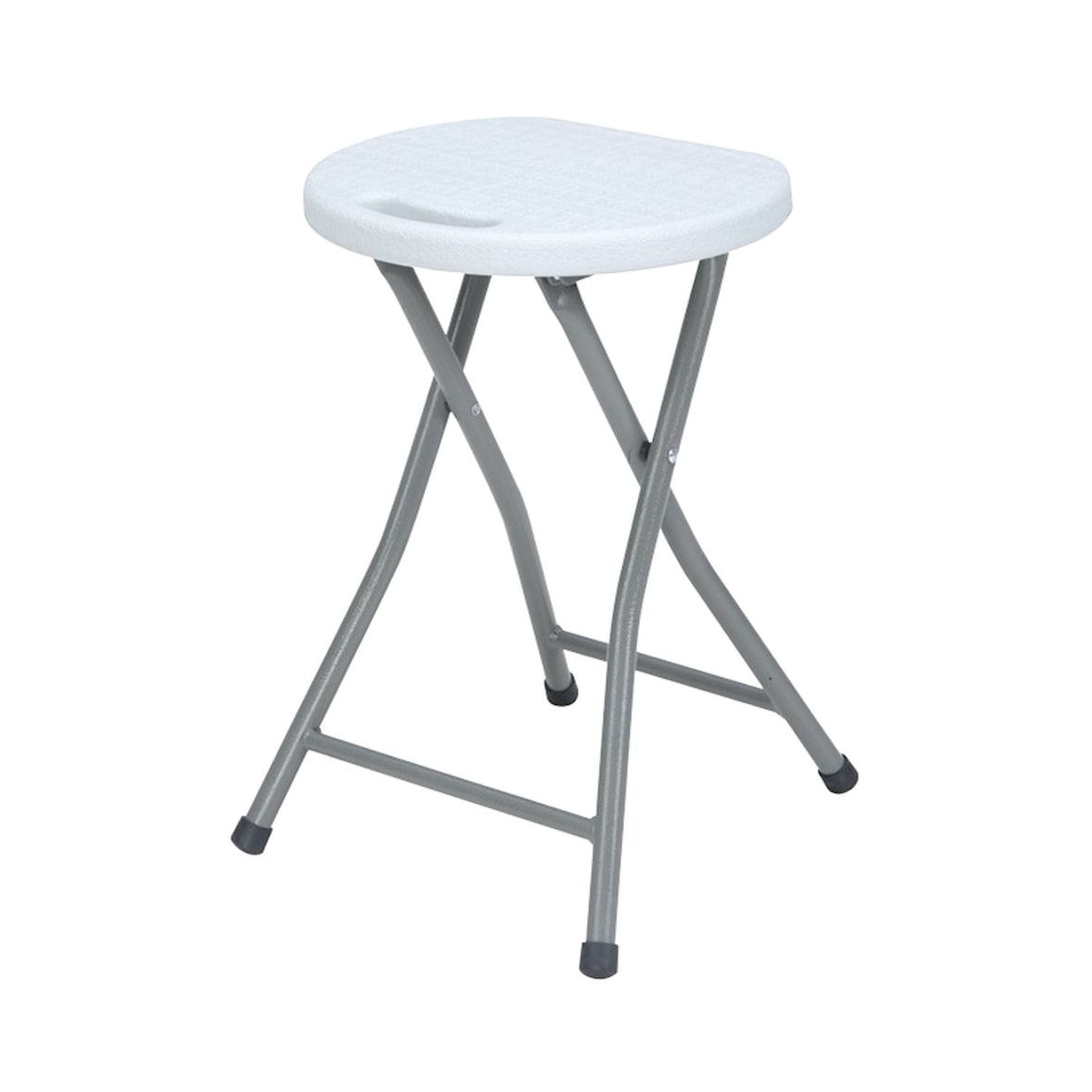 Banqueta dobrável em resina e aço 31x45cm branco 7house