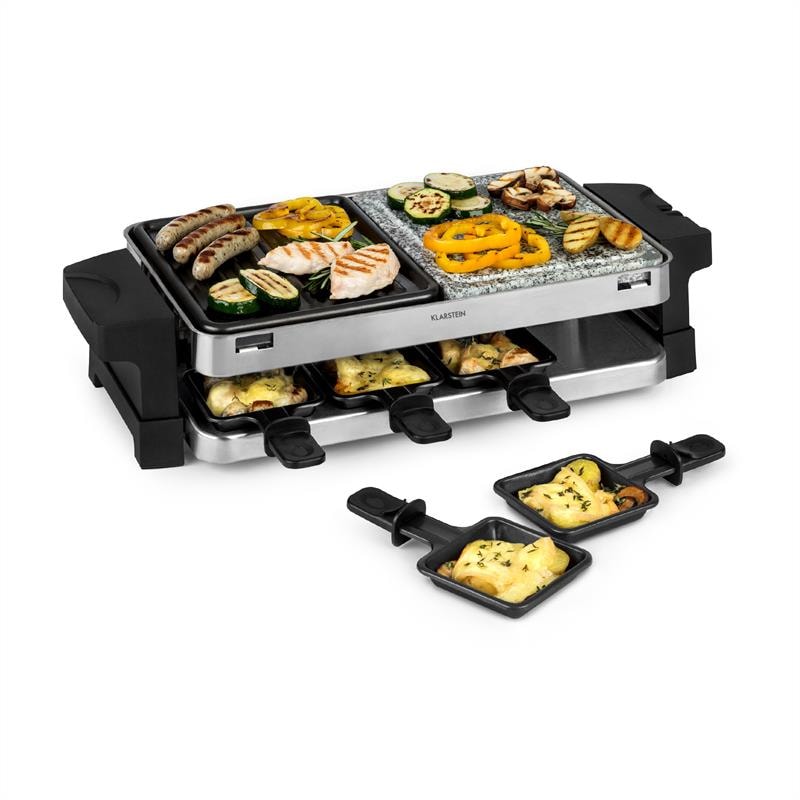 Sirloin Raclette 1500W Aluminium / Stein 8 Personen Kontroll-LED Schwarz