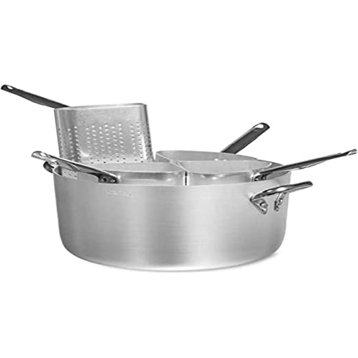 Agnelli Casseruola Alta Professional Cookware 4 Spicchi Alluminio E Manici In Acciaio, Argento Cm 40