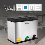 thumbnail of WellHome - Caixote do lixo ecológico 45 litros com 3 compartimentos (3x15L), cor Prateada - 58,5x40x46cm