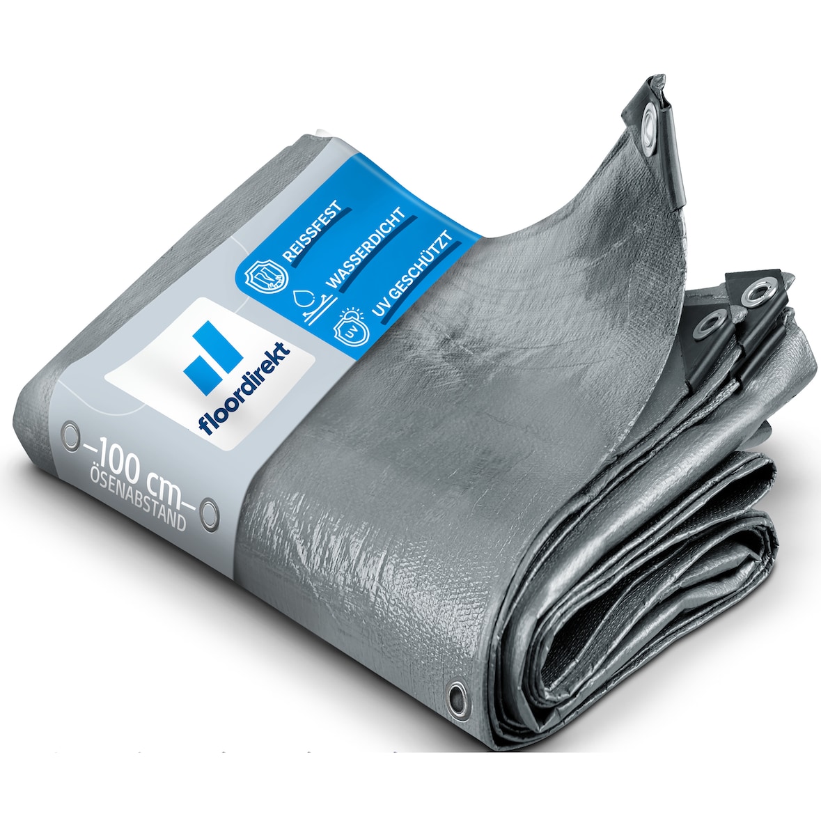 Abdeckplane 140 g/m² (1,5 x 6 m, Silber) wasserdichte Plane mit Ösen - Gewebeplane Schutzplane