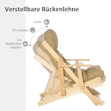 thumbnail of Relaxsessel klappbar Braun 103x95x71 cm mit 3-fach verstellbarer Rückenlehne, abnehmbarem Sitzkissen, Buchenholzgestell