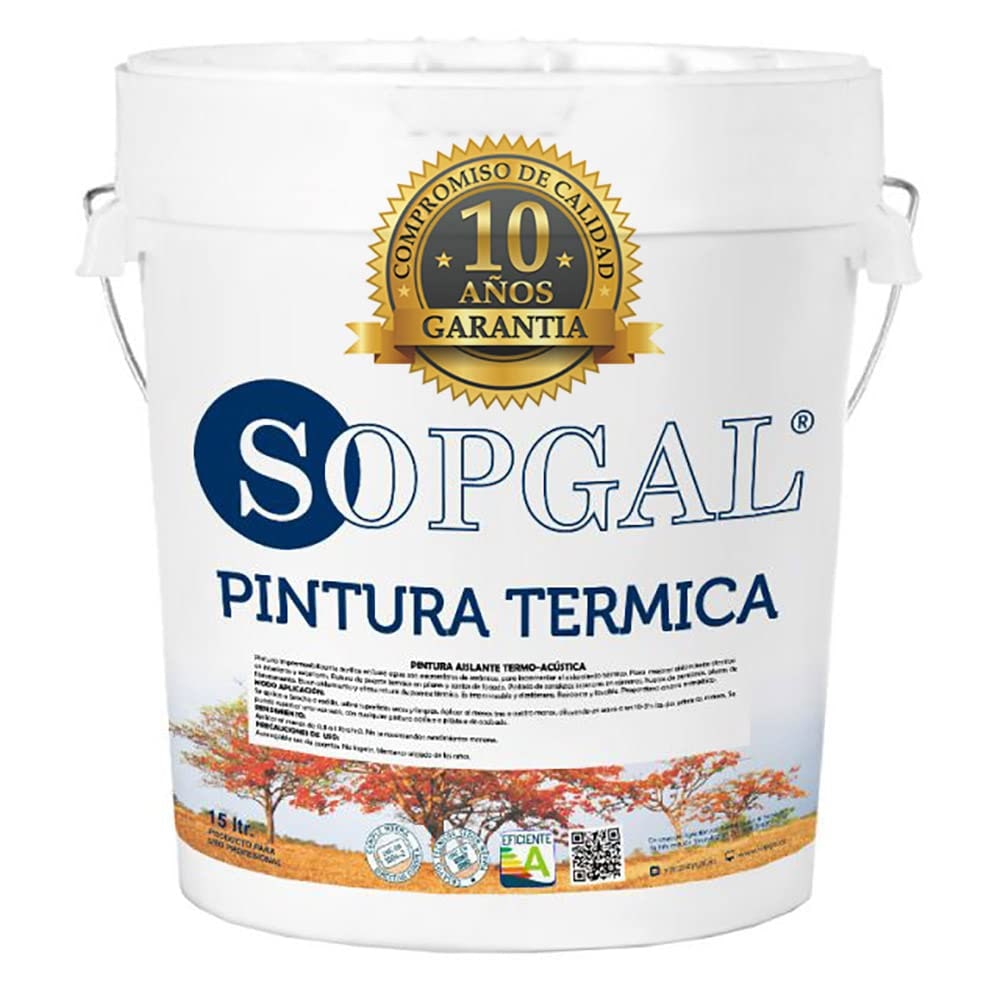 Pintura Térmica Anti-Calor Fachadas (15l, Blanco) - Baja la temperatura interior de la vivienda y refleja la radiación solar