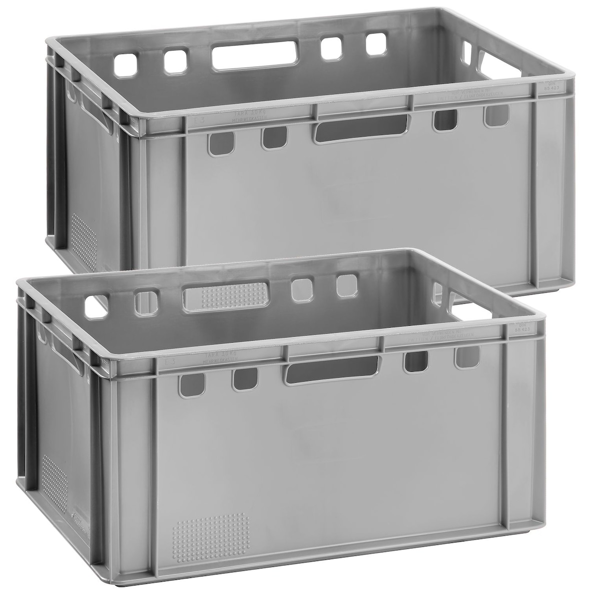 2 Stück E3 Fleischkiste grau Eurobox lebensmittelecht Lagerkisten Kisten 60x40 E3 Grau 2 Stück