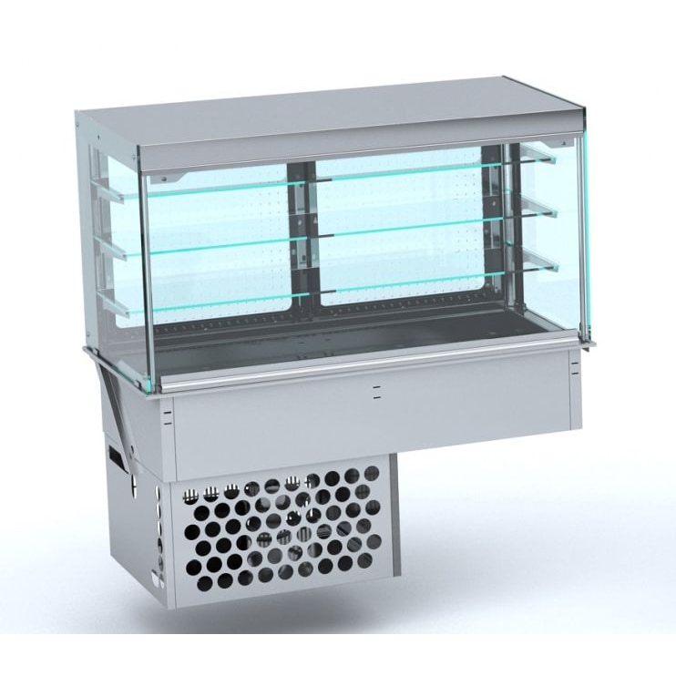 Combisteel inbouwkoelvitrine 4/1 GN – rechthoekig, gesloten, LED, ventilatorgestuurde koeling
