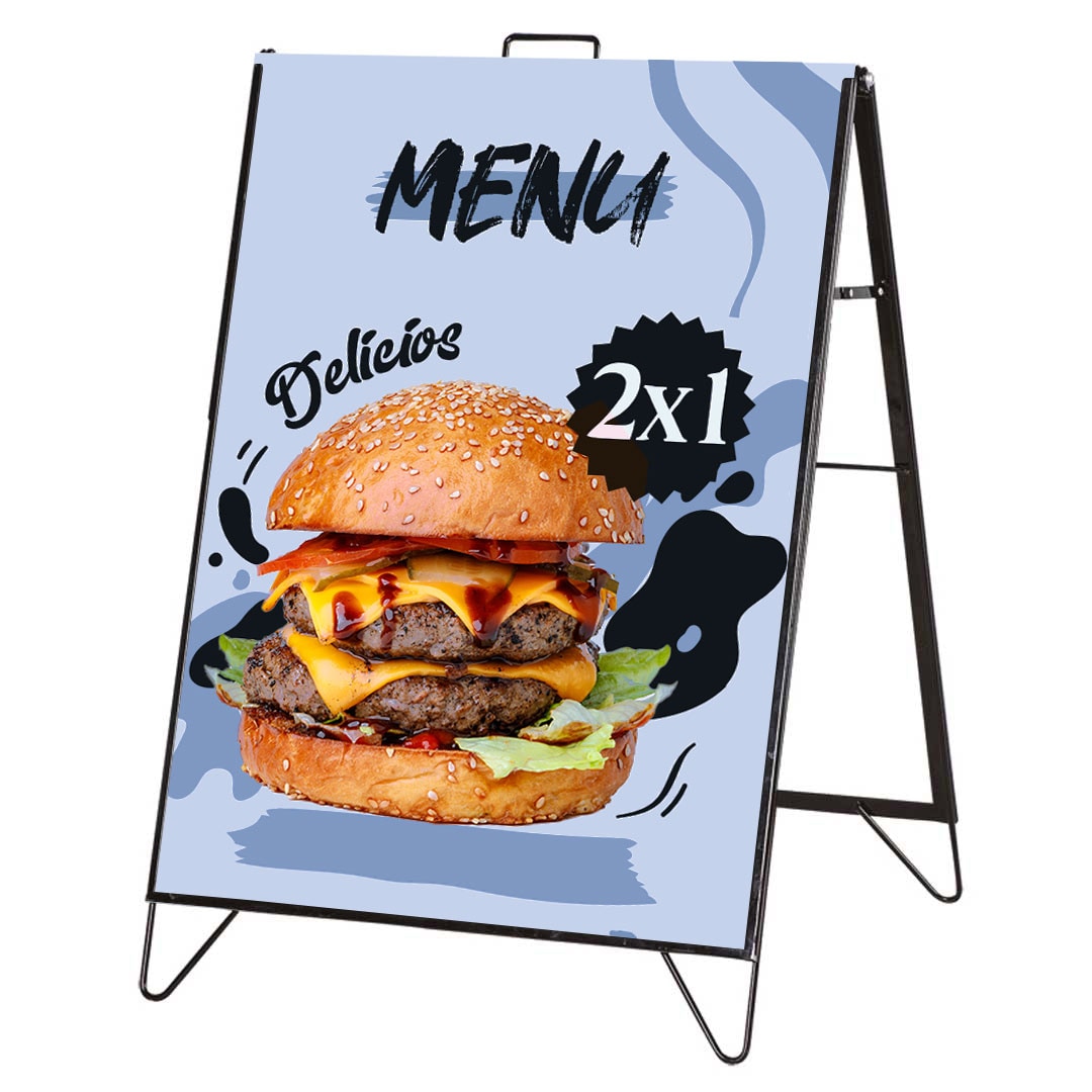 Danieli - Espositore da Terra Con Maniglia per Cartelloni Pubblicitari 60x90 cm. Supporto Bifacciale per Pannello Pubblicitario a Pavimento