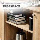 thumbnail of bümö Sideboard Ahorn/Silber mit Flügeltüren & Regal  - Büromöbel Sideboard Holz 166cm breit, 45cm schmal, Büro Schrank für Flur oder als