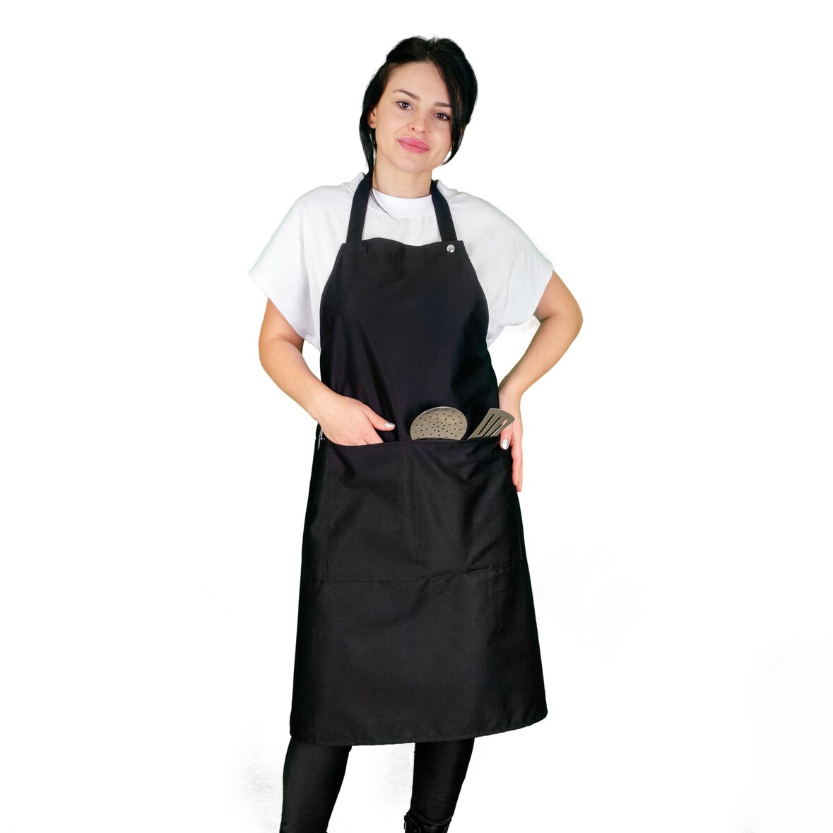 Pascuet delantal Mali peto 3 bolsillos 50% algodón 50% poliéster  95x85 cm negro