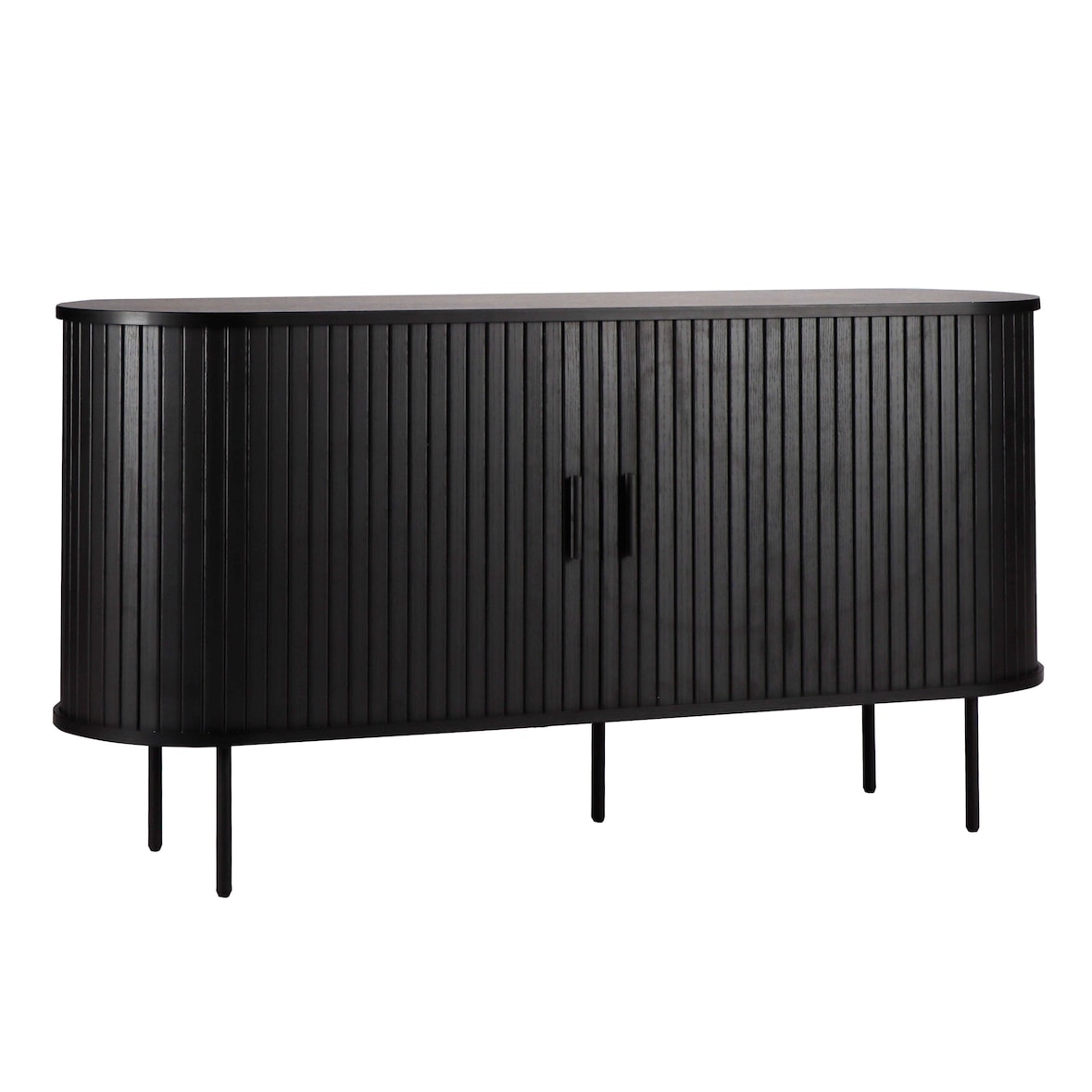 2-türiges Sideboard aus Melamin und Stahl 140 cm schwarz - Oviala