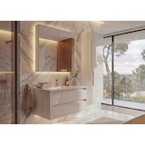 thumbnail of Badezimmerset HWC-B19b, Waschtisch Spiegelschrank Hängeschrank, hochglanz FSC®-zertifiziert ~ weiß