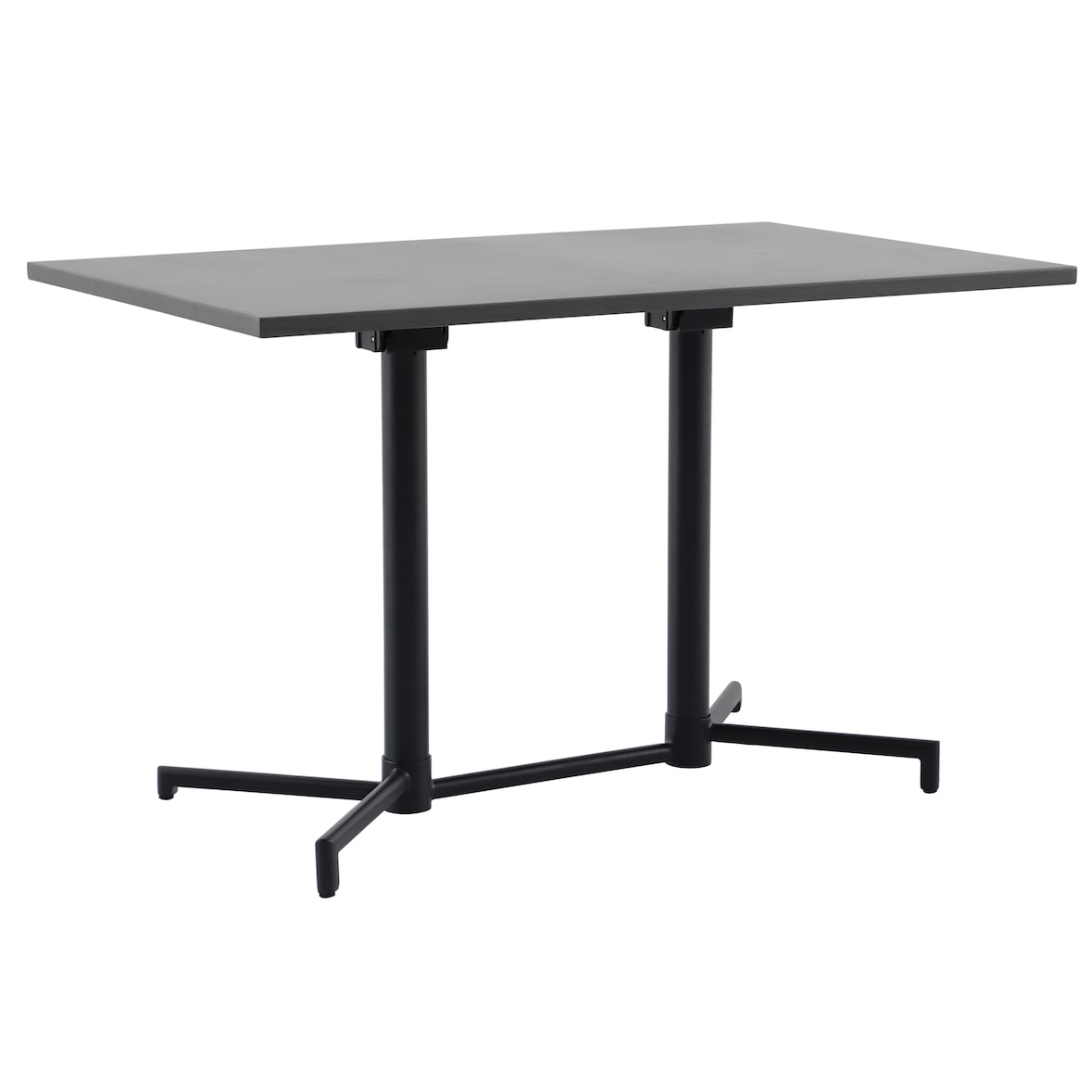 METRO PROFESSIONAL Inklapbare bistrotafel Aveiro, staal, houtprint, 120 x 70 cm, rechthoekig, donkergrijs/zwart