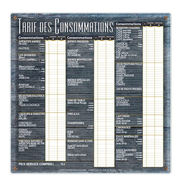 Tarif des Conso Gamme CRISTALLINE