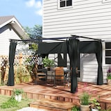 thumbnail of Outsunny pérgola con techo retráctil 4x3 m pérgola de aluminio con paredes laterales cenador con tela de poliéster anti-UV resistente al agua gris