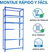 thumbnail of SimonRack Estantería Metálica, 2500x1100x400 mm, 6 Alturas, Bandeja Metal, 200 kg de Punto Flexión, Azul/Blanco - Simonclick