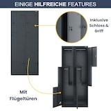 thumbnail of Umkleideschrank Spind OSLO - 4 Abteile mit Lüftungsschlitze | Umkleidespind Metall Schließfachschrank Garderobenspind, 185x80x45cm Anthrazit