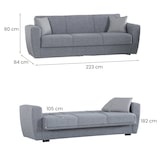 thumbnail of Dmora Divano letto Escobar, Divano letto contenitore a 3 posti lineare, 223x84xh80 cm, Grigio