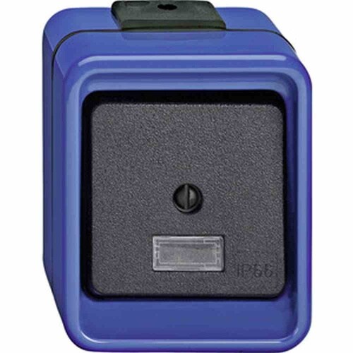 SCHLAGFEST Kreuzschalter, ohne Beleuchtung, blau, matt, Aufputz, IP66, 1f