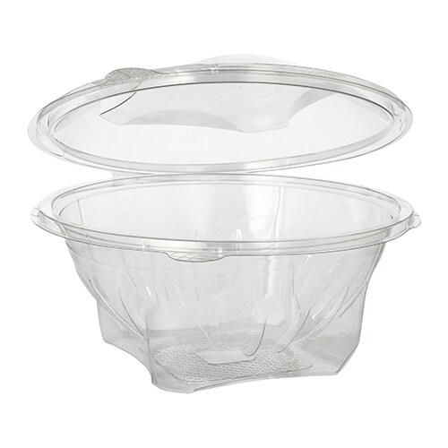 8 X 50 Feinkost- und Salatschalen mit Klappdeckel, R-PET rund 1000 ml Ø 18,5 cm · 7,8 cm glasklar