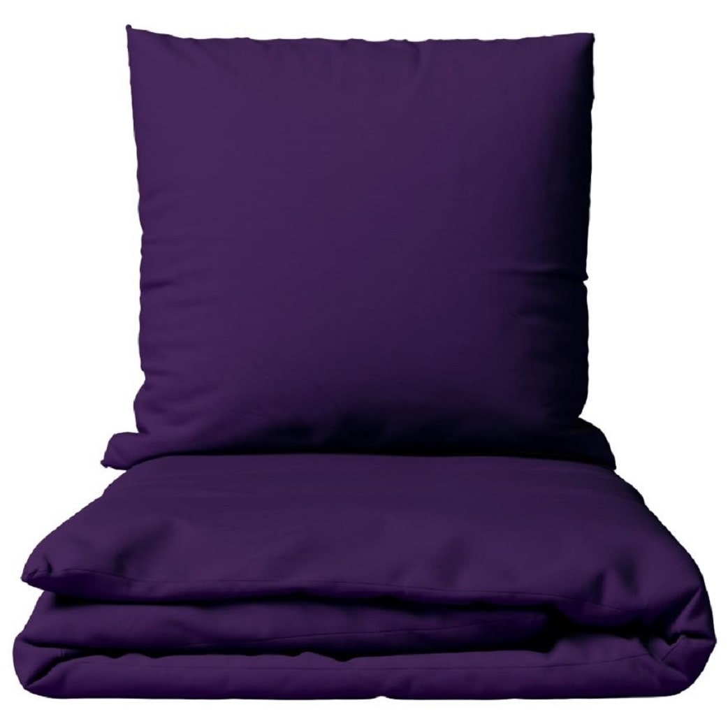 Bettwäsche Baumwolle 220x240 + 2x 80x80 cm Einfarbig Uni lila mit Reißverschluss