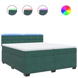thumbnail of vidaXL Boxspringbett mit Matratze Dunkelgrün 200x200 cm Samt