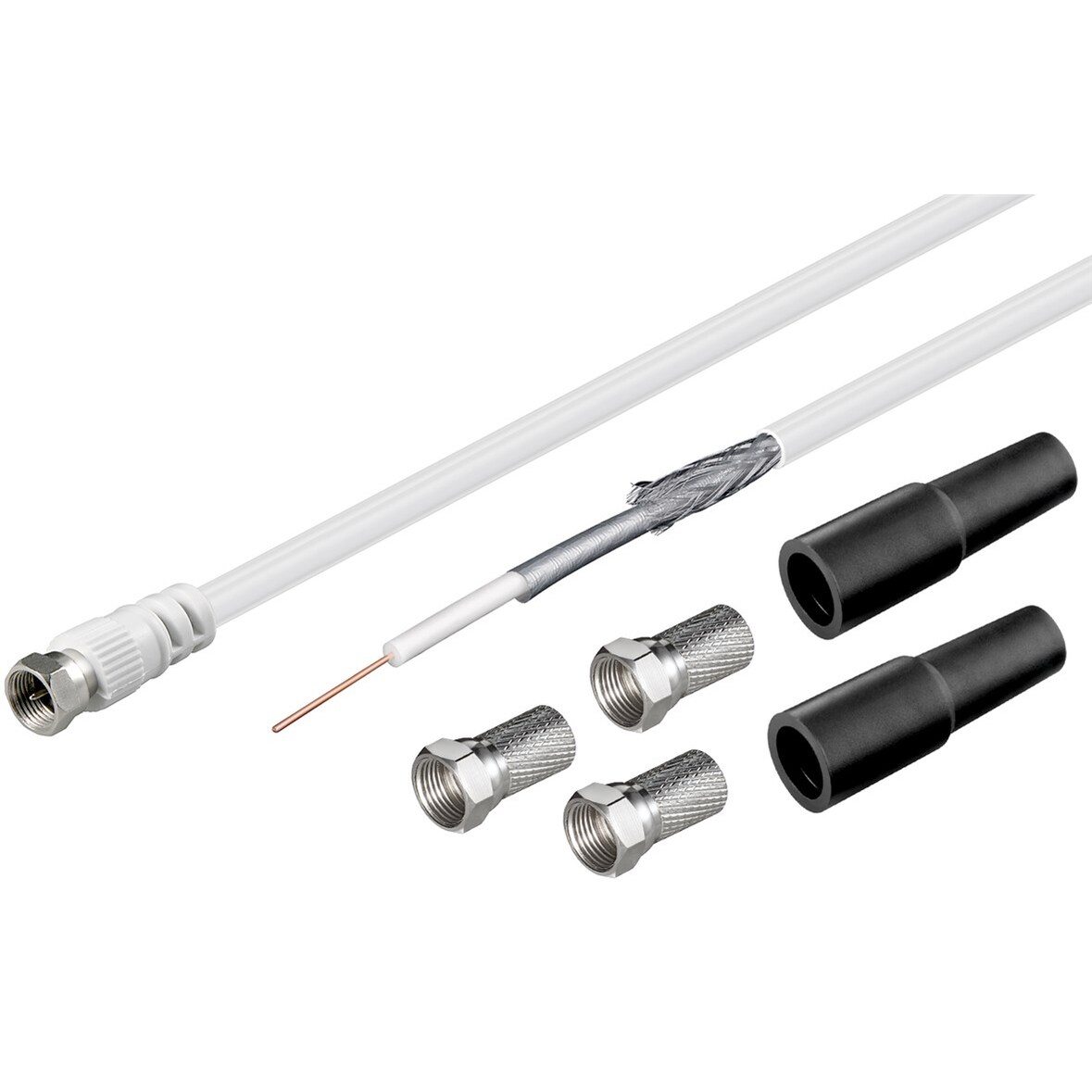 Goobay 51626 100 dB Koax-Antennenkabel Set, 30 m - 2x geschirmtes LNB-Anschlusskabel mit F-Steckern