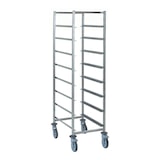 thumbnail of Tournus-wagen voor servieskorven  Afmeting 630 x 630 x 1785 mm  4 zwenkwielen uit polyamide (roestvrij), 2 blokkeerremmen