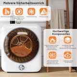 thumbnail of Merax Mini-Ablufttrockner 3 kg, 1350 W, 8 Programme, NTC-Sensor, Edelstahl-Trommel, wandmontierbar, 65 dB, Doppelfilter, 53.5×42×65 cm, Weiß