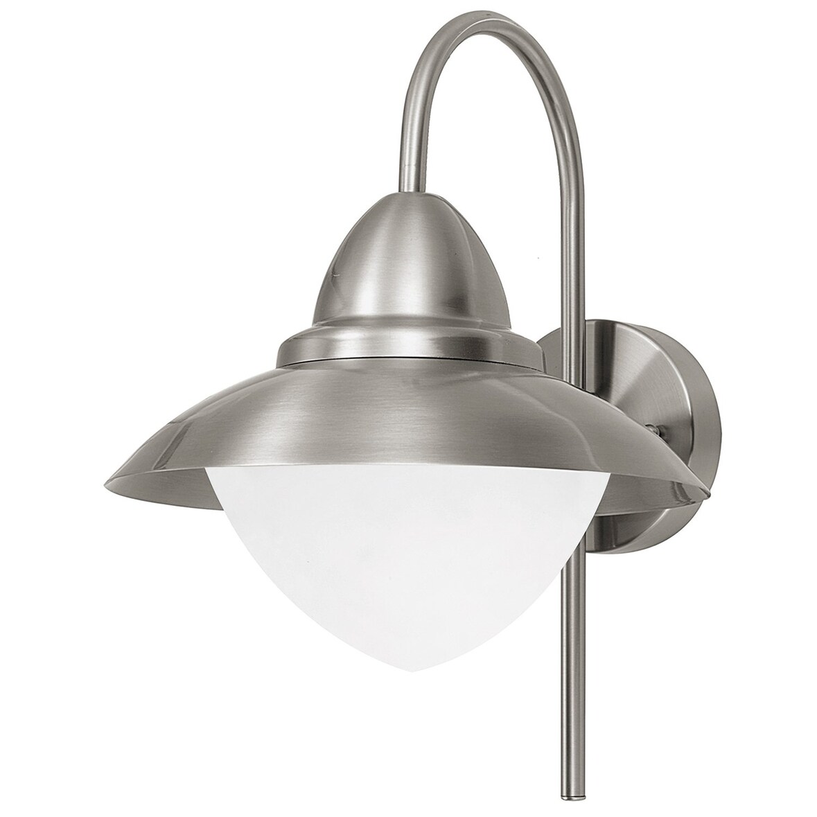 Applique Esterno Contemporanea Sidney Acciaio Argento Vetro Bianco E27