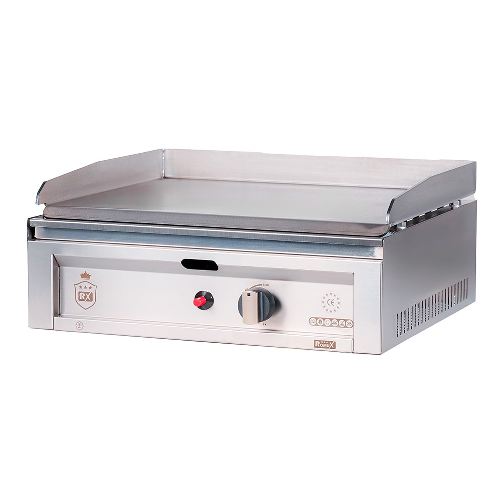 Romux® Plancha Industrial de Acero Inoxidable a Gas 50 cm Sobremesa Grosor de la Placa 4 mm para un Rápido Calentamiento con Termopar CE