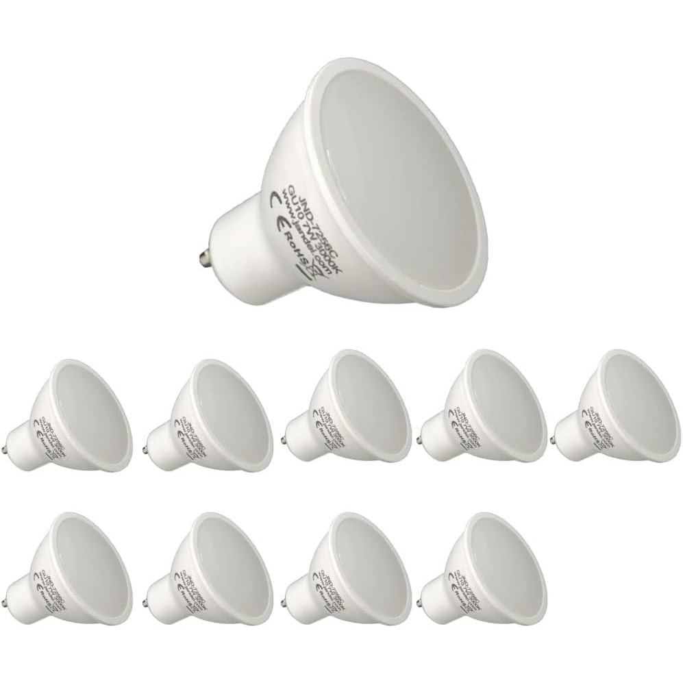 Jandei - 10 Bombillas LED GU10 de 7W equivalente a 50W, en blanco cálido 3000K