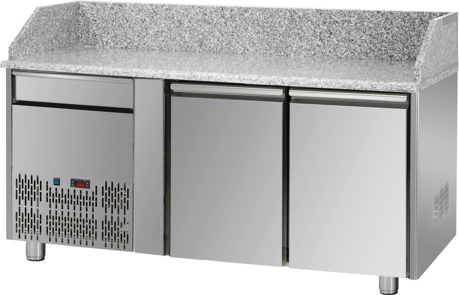 Tecnodom Pizza Counter 2 Türen GN 1/1 Motor Gruppe SX 1 Neutral Schublade und Granit-Top