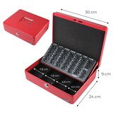 thumbnail of HMF 10015-03 Geldkassette mit Münzzählbrett, 30 x 24 x 9 cm, Rot