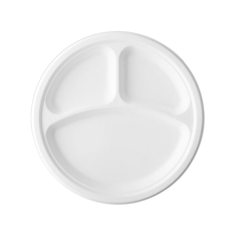 MONOUSO - Prato Cana de Açúcar Bagaço 3C Branco Ø23 cm (50 Uds)