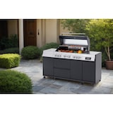 thumbnail of Tarrington House Barbecue a gas con 6+1+1 bruciatori, acciaio/acciaio inox, 172 x 59 x 116 cm, con ripiani laterali, termometro digitale, ruote, nero