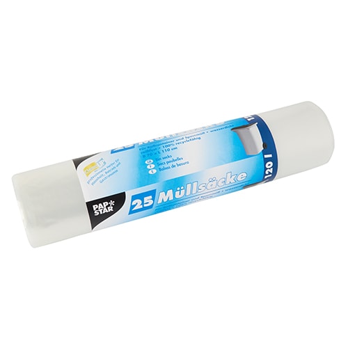 PAPSTAR 125 Müllsäcke, LDPE 120 l 110 cm x 70 cm transparent