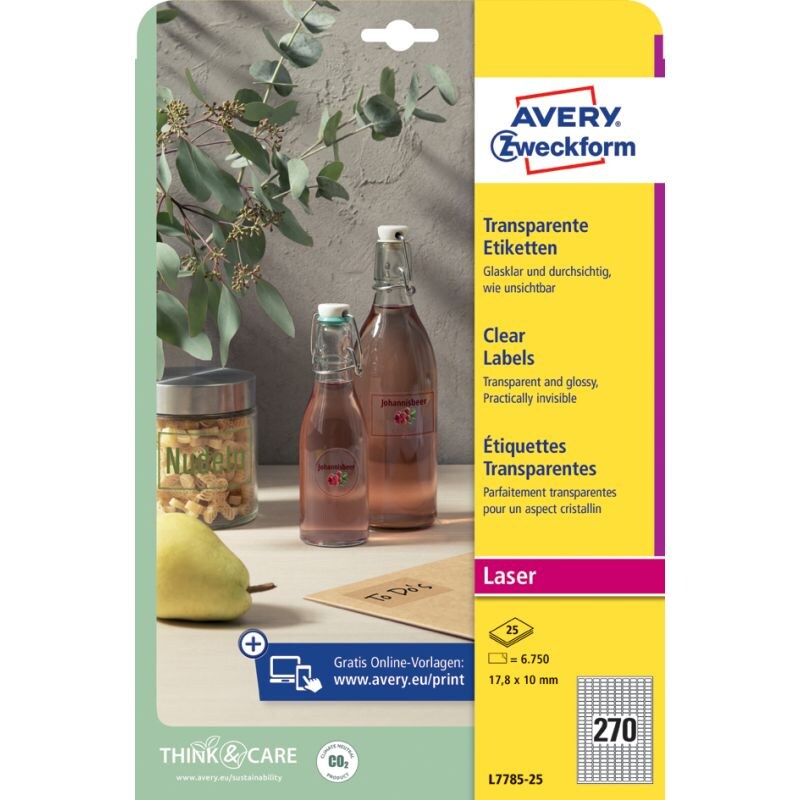 AVERY Zweckform Transparente Etiketten, 60 mm, rund