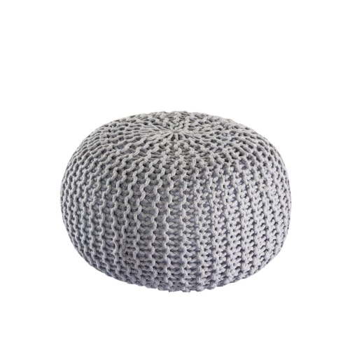 Pouf Outdoor ø 55 o. 45cm Bodenkissen Sitzpouf Hocker wetterfest pflegeleicht & nachhaltig : ø 45 cm grau - silbergrau