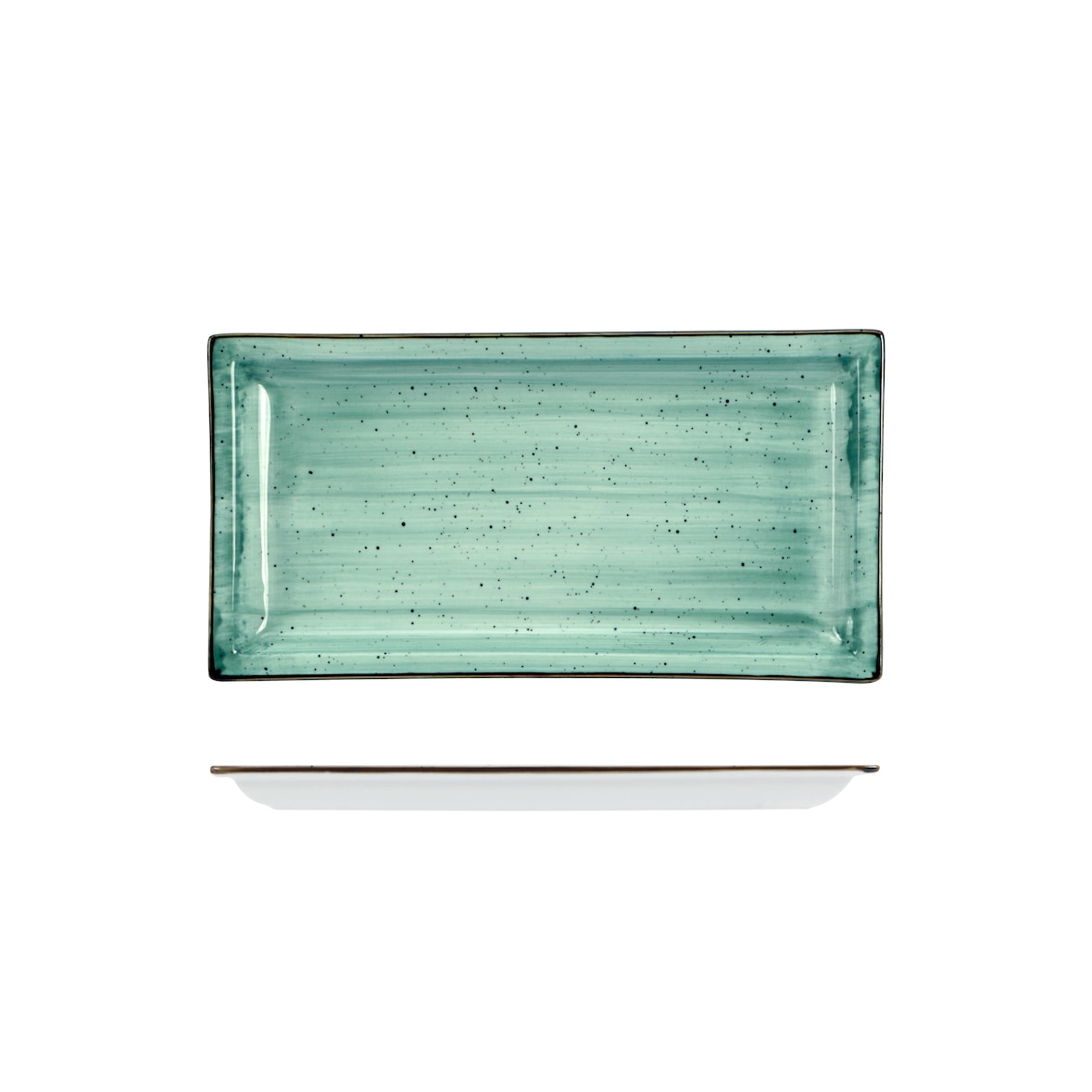 Lioness set 6 piatti rettangolari Justcolor in porcellana decorata color verde cm 27x14,2 H 1,8 HP8167-1096K2